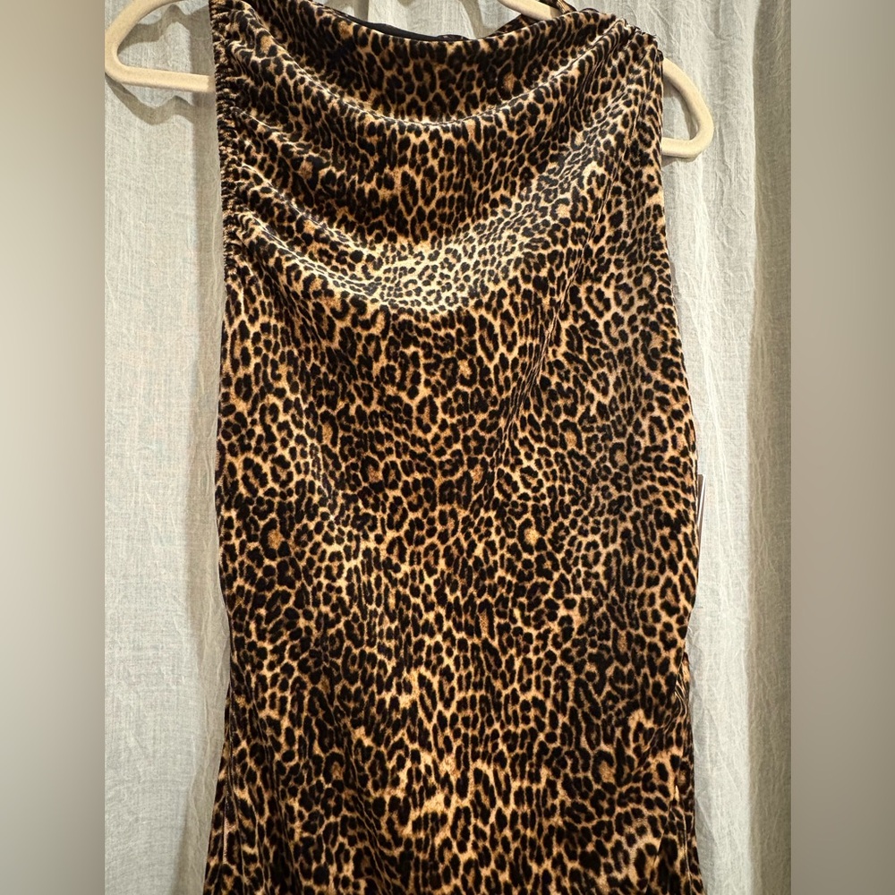 NWT Good American Formal Velvet High Neck Cheetah Leopard Print Maxi Dress XL - Picture 6 of 16